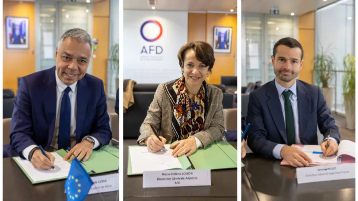 Luiz Claudio Moreira Lessa, Président de Banco da Amazônia, Marie-Hélène Loison, Directrice Générale Adjointe AFD, Jérémie Pellet, Directeur Général, Expertise France