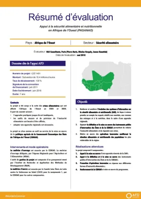 Résumé d'évaluation - Appui à la sécurité alimentaire et nutritionnelle en Afrique de l’Ouest (PASANAO)