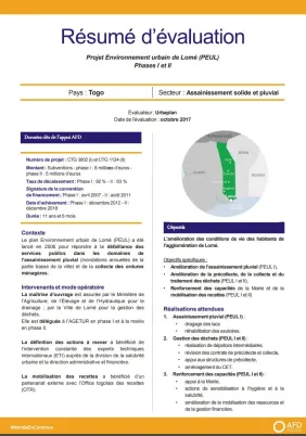 Résumé d'évaluation - Projet Environnement urbain de Lomé (PEUL) Phases I et II