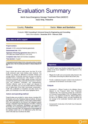 Evaluation Summary - North Gaza Emergency Sewage Treatment Plant (NGEST) Gaza Strip, Palestine