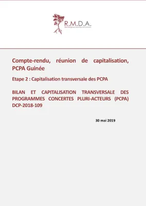 Couv Compte-rendu, réunion de capitalisation, PCPA Guinée