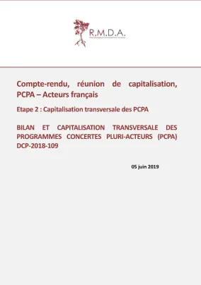 Couv Compte-rendu, réunion de capitalisation, PCPA – Acteurs français