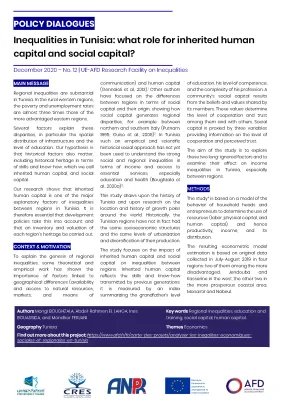 Dialogues de politiques publiques sur les inégalités en Tunisie : quel rôle pour le capital humain hérité et le capital social ?