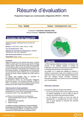 Résumé d'évaluation - Programme d’appui aux communautés villageoises (PACV2-PACV3), Guinée