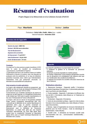 Résumé d'évaluation - Appui à la démocratie et à la cohésion sociale en Mauritanie (PADCS) CMR1196