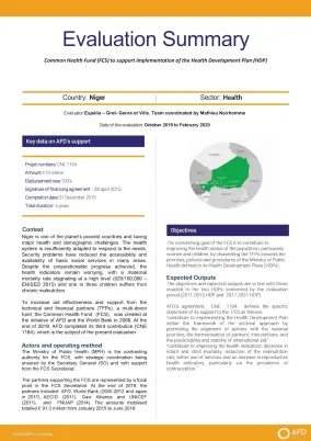 Evaluation Summary - Common Health Fund (FCS) to support implementation of the Health Development Plan (HDP) - Niger,