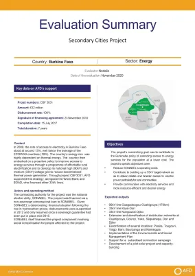 Evaluation Summary - Secondary Cities Project, Burkina Faso