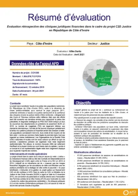 Résumé d'évaluation - Cliniques juridiques financées dans le cadre du projet C2D justice, CCI1380