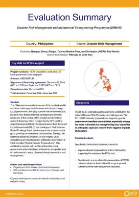 Evaluation Summary - Disaster Risk Management and Institutional Strengthening Programm (DRM-IS) in Philippines - CPH1026