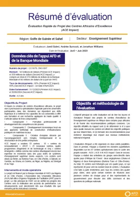 Évaluation Rapide du Projet des Centres Africains d’Excellence (ACE Impact)