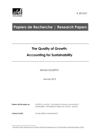 The Quality of Growth: Accounting for Sustainability