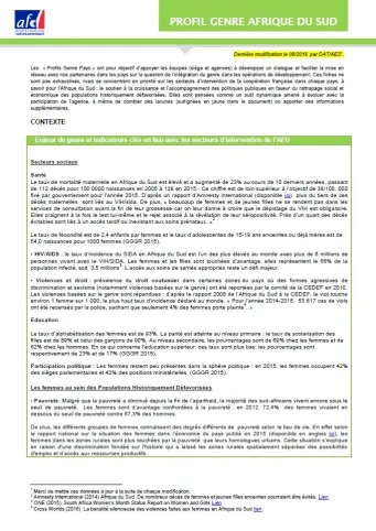 Profil Genre Afrique couverture