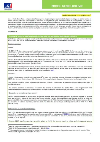 Profil Genre Amérique Latine et Caraïbes Couverture