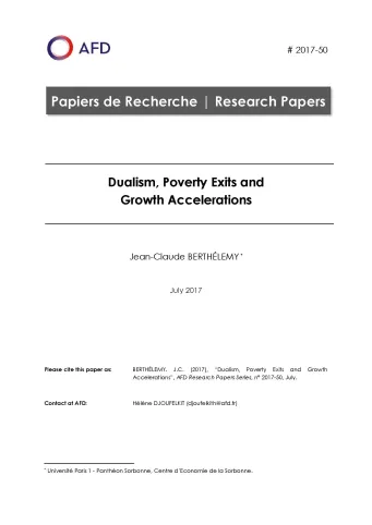 pr_50_Dualism, Poverty Exits and Growth Accelerations_Jean-Claude BERTHÉLEMY_couv