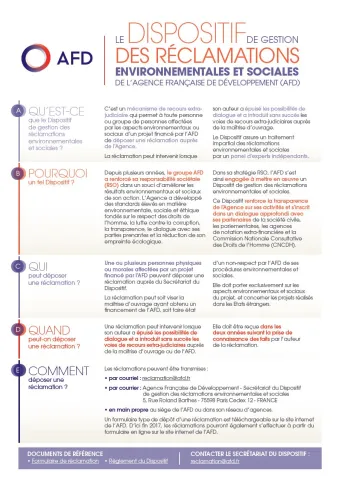 Le dispositif de gestion des réclamations environnementales et sociales de l'AFD