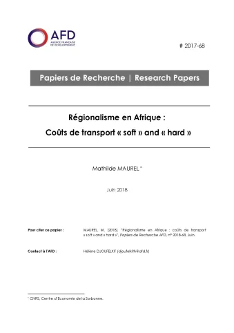 Régionalisme en Afrique-coûts de transport soft and hard-maurel-pr-68
