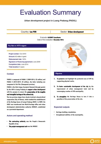 Evaluation Summary - Urban development project in Luang Prabang (PADUL)