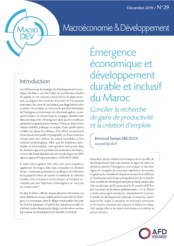 Émergence économique et développement durable et inclusif du Maroc_couv