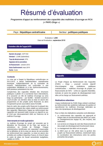 Programme d’appui au renforcement des capacités des maîtrises d’ouvrage en RCA (« PARC-Zingo »)