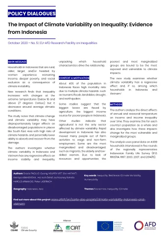 Policy Dialogues on The Impact of Climate Variability on Inequality: Evidence from Indonesia