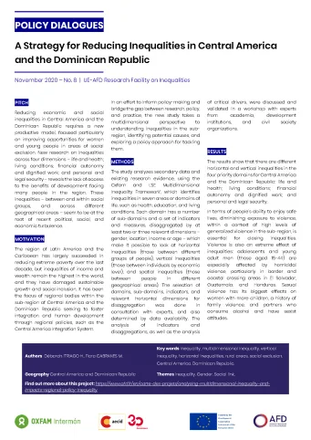 Policy dialogues on A Strategy for Reducing Inequalities in Central America and the Dominican Republic