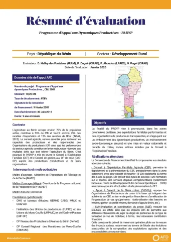 Résumé d'évaluation - Programme d’appui aux dynamiques productives (PADYP), Bénin