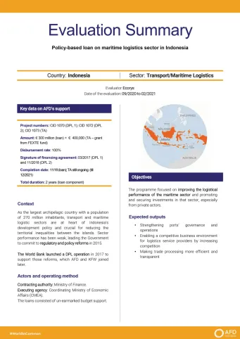 Evaluation Summary - Policy based loan on maritime logistics sector in Indonesia