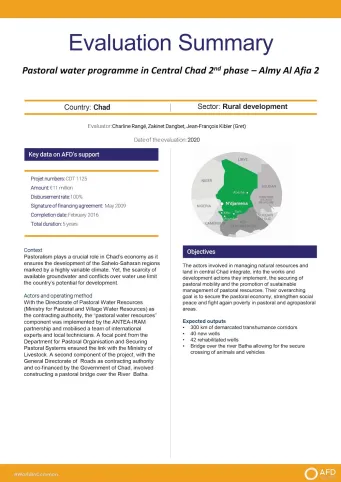 Evaluation Summary - Pastoral water programme in Central Chad second phase –AlmyAl Afia 2- CTD1125