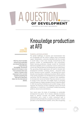 La production de connaissances à l'AFD VA