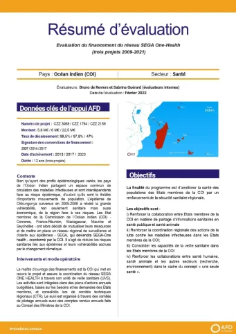 Résumé d’évaluation du financement du réseau SEGA One-Health, dans l'océan Indien