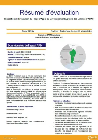 resume evaluation padac afd benin