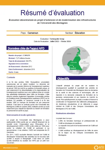 résumé évaluation universite montagnes cameroun afd