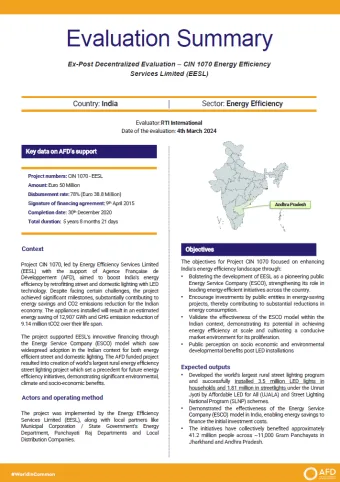Ex-Post Decentralized Evaluation – CIN 1070 Energy Efficiency India AFD